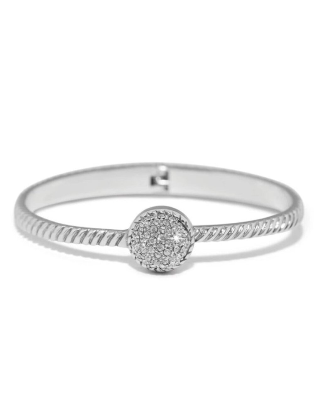 New Brighton Silver Crystal Illumina Celeste Dome Hinged Bangle Stack Bracelet